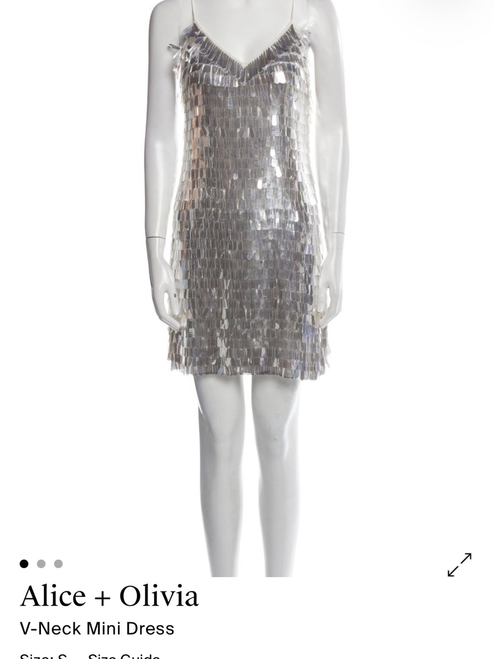 Alice + Olivia Silver Sequin V-Neck Mini Dress
